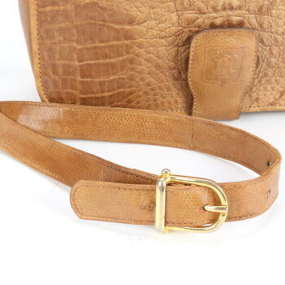 Celine Crocodile Leather Crossbody Bag Brown - Picture 2 of 9
